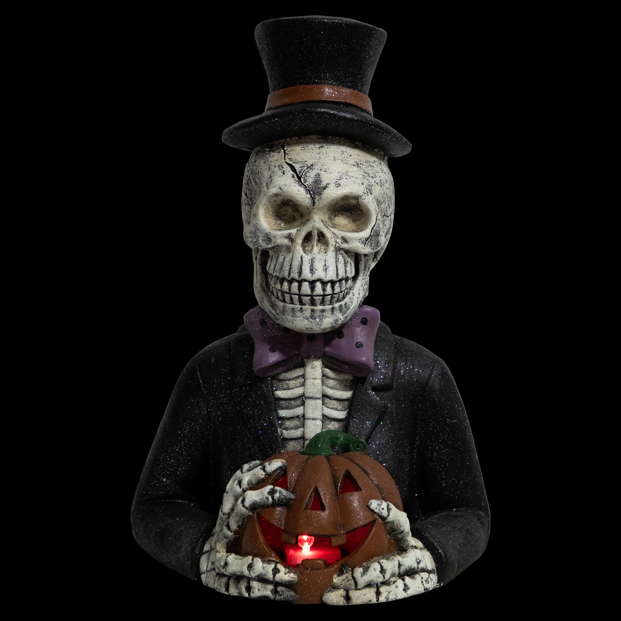 23.5" LED Skeleton with Jack-O-Lantern Halloween Decoration